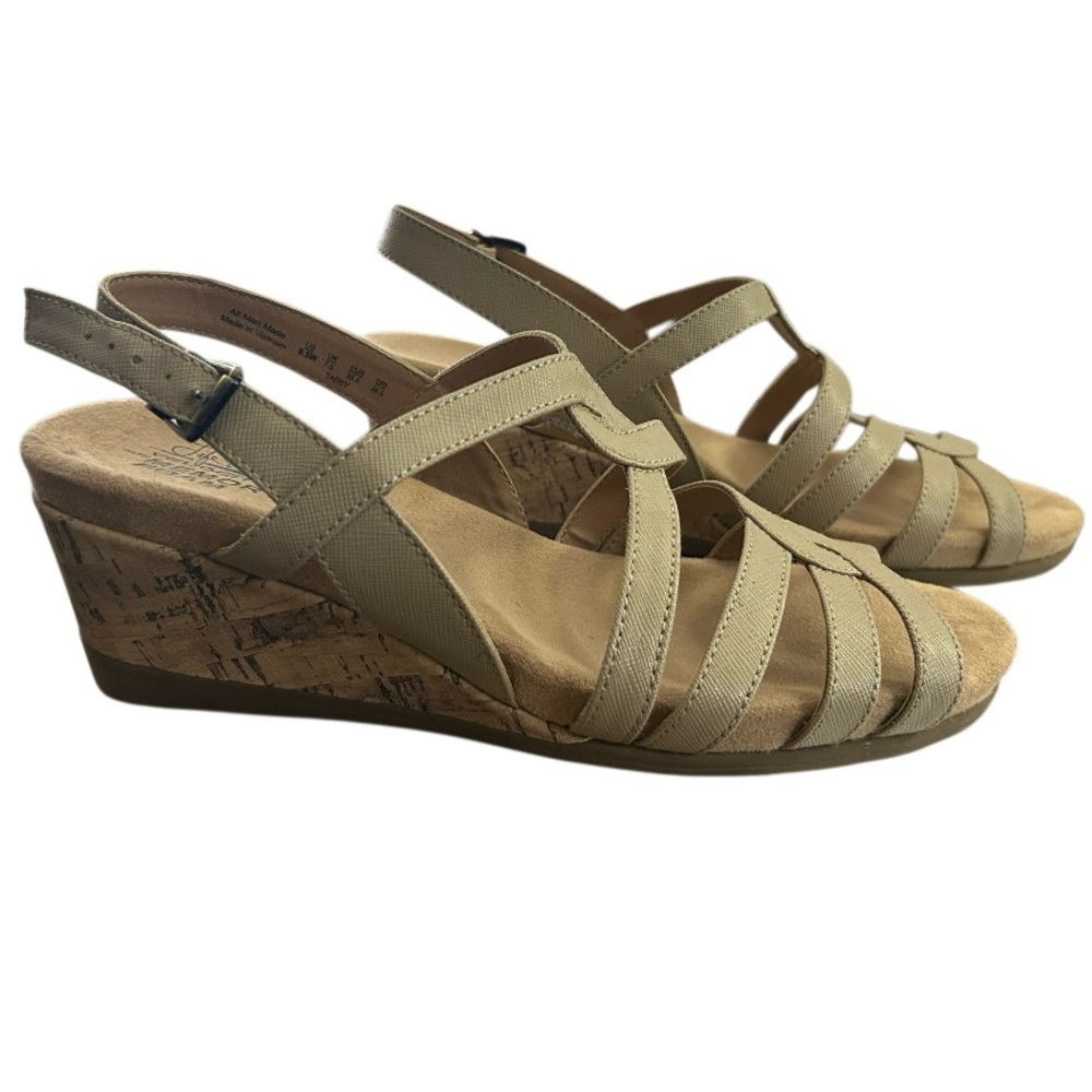 LifeStride Low Heel Novak Slingback Wedge Sandals Size 9.5W NWOB